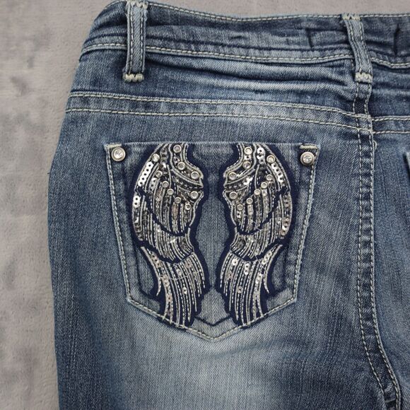 ZCO Pants Womens 9R Blue Denim Mid Rise Flat Front Bootcut Pockets Jeans - Picture 14 of 16